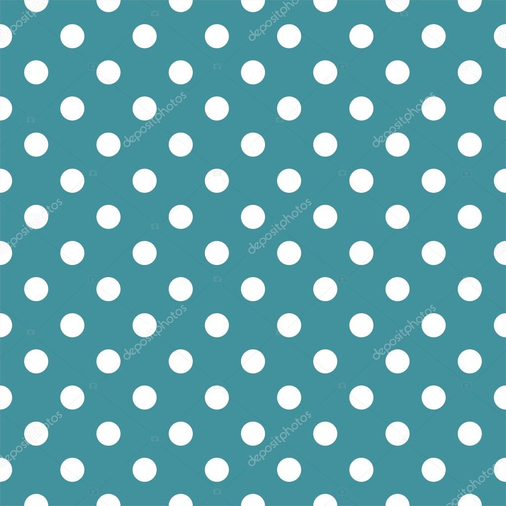 Vector seamless pattern with white polka dots on ocean blue background