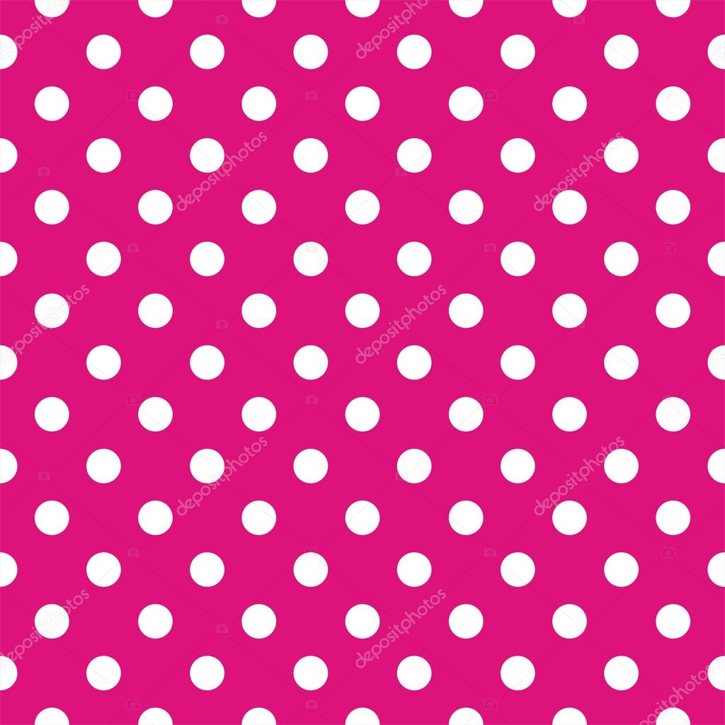 Seamless vector pattern with polka dots on neon pink background