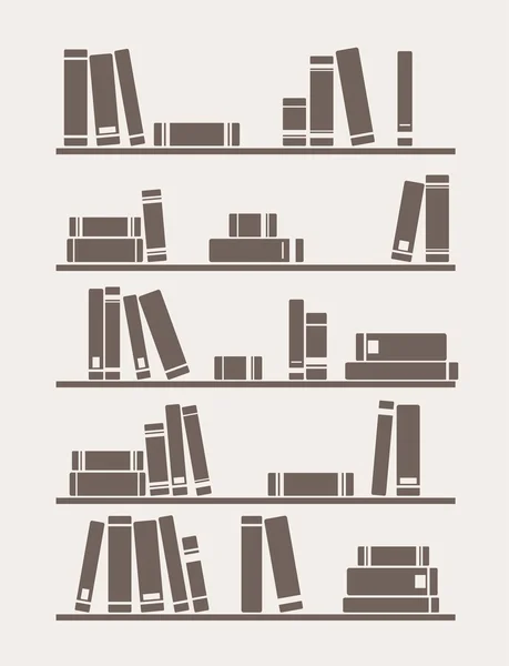 Ilustración vectorial vintage con libros de biblioteca en los estantes — Vector de stock