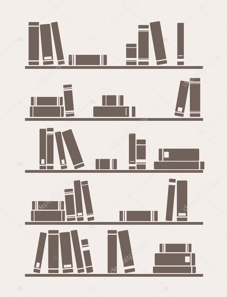 Vector vintage illustration with library books on the shelves