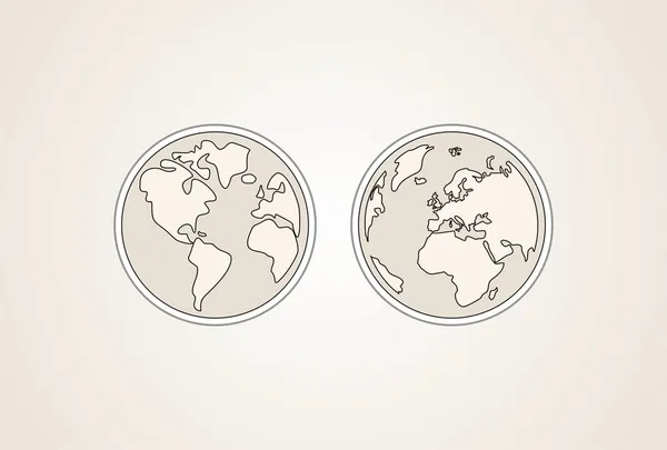 Planeta Tierra ilustración retro botones, logotipo, pegatina o iconos —  Fotos de Stock