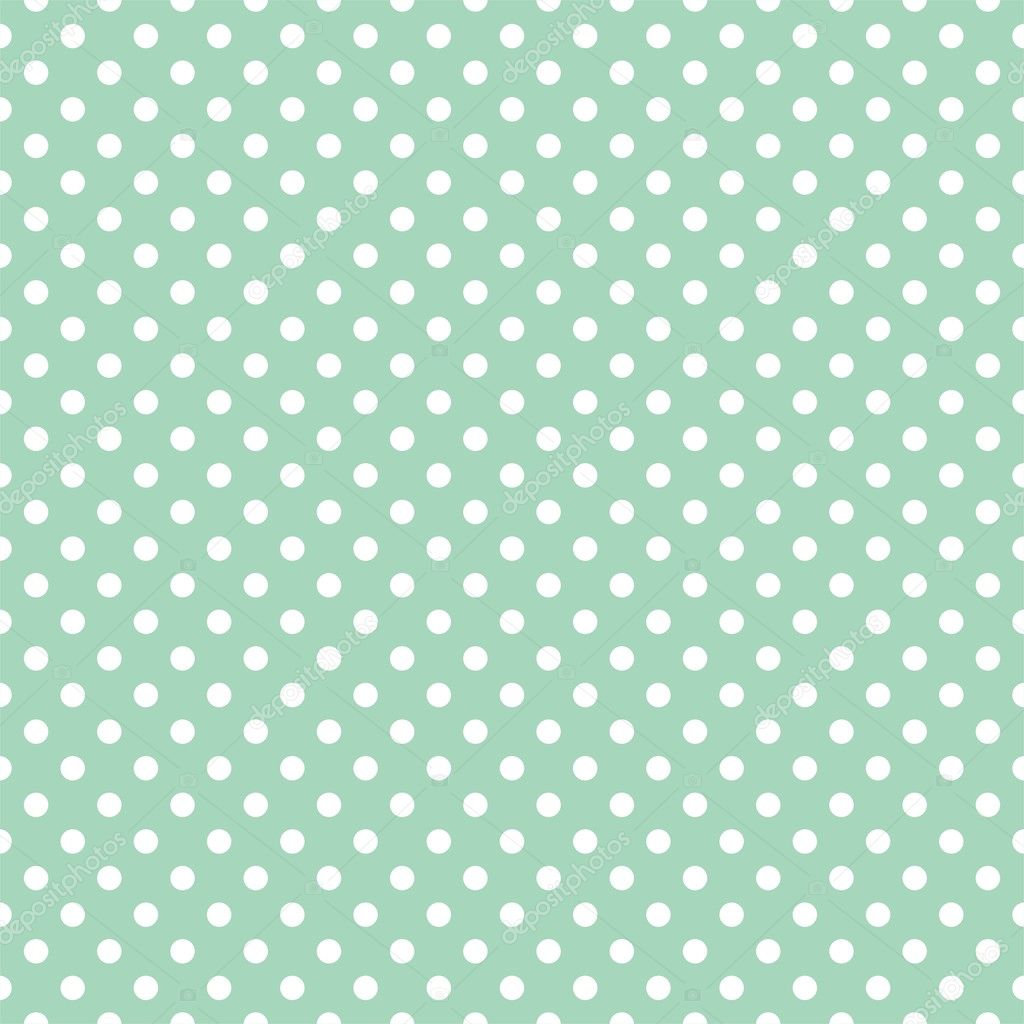 Mint green and white seamless polka dot pattern vector