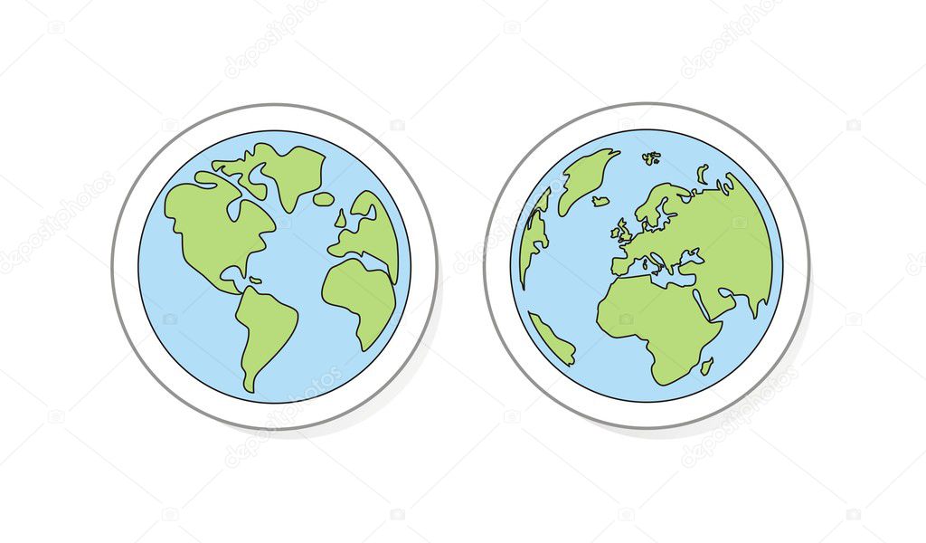 Planet Earth buttons, icon, sticker or logo vector illustration