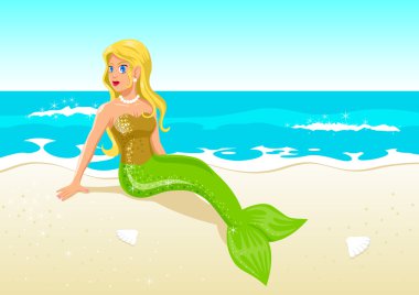 Mermaid At The Beach clipart