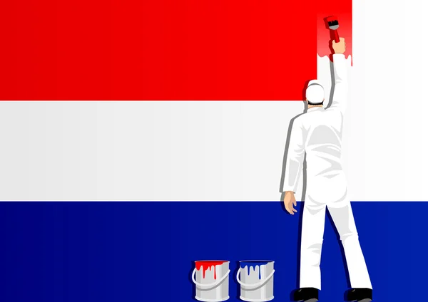 Malování vlajky Nizozemsko — Stockový vektor