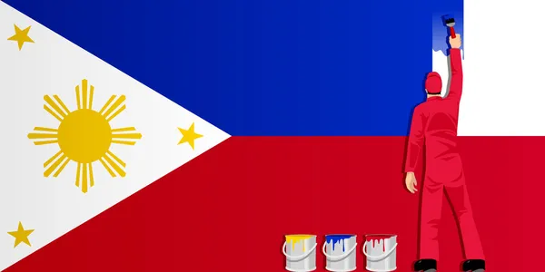 Pittura Filippine Bandiera — Vettoriale Stock