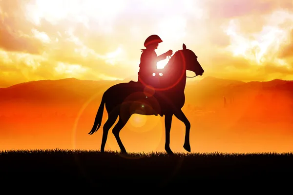 Kovboj během východu slunce — Stock fotografie