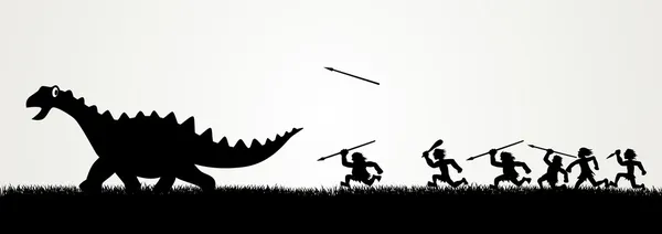 Chasser un dinosaure — Image vectorielle