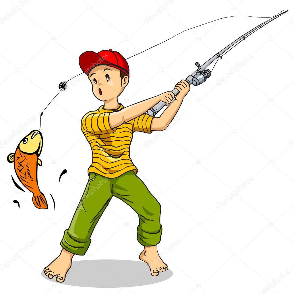 Character of a man with fishing rod. 24910854 Vector Art at Vecteezy