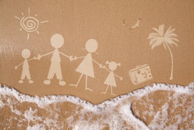 ıslak kum doku üzerinde aile tatil yaz