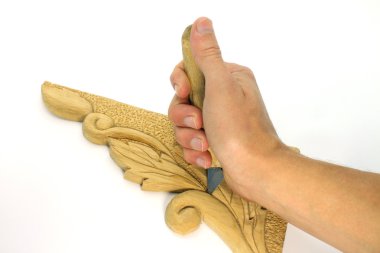 Carving on white cedar clipart