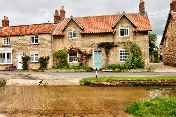 English village with ford. — Stock Photo, Image
