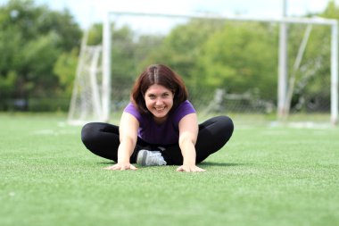 güzel fitness Stadı'nda oturan kadın