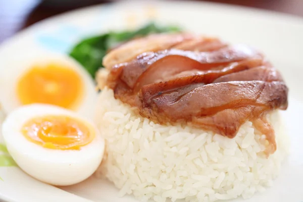 Stewed pork leg on rice — Stock Photo, Image
