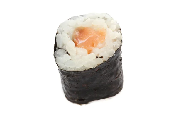 Sushi au saumon Maki isolé en fond blanc — Photo