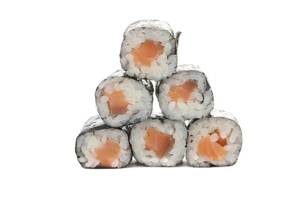 Sushi maki łosoś na białym tle w tle — Zdjęcie stockowe