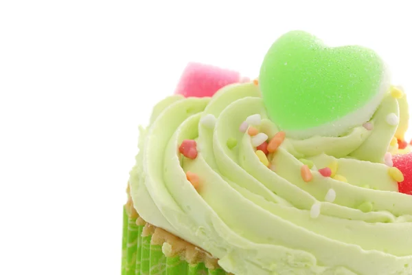 Cupcake verde isolado em fundo branco — Fotografia de Stock