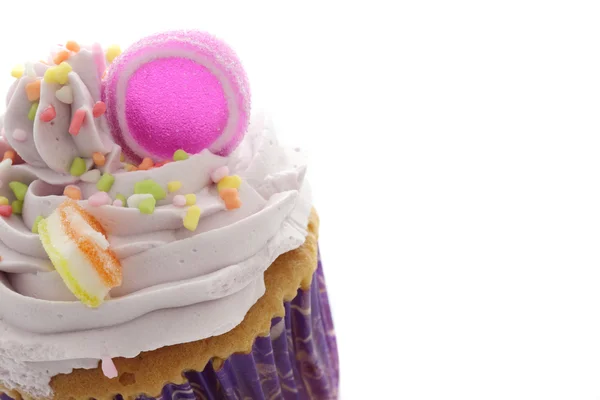 Purple cupcake isolated in white background — Stock Photo, Image