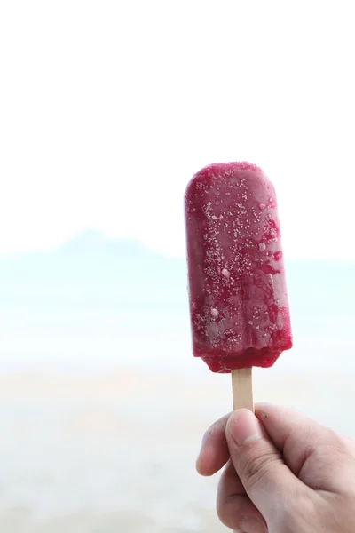 stock image Fruit ice creams on a beach scene