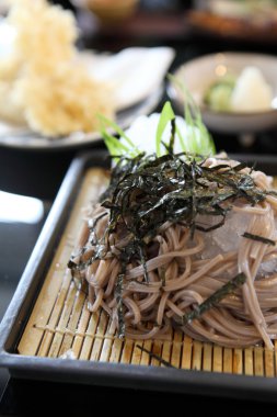 Soba noodle with fried shrimp clipart