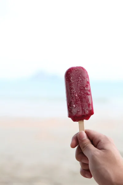 Fruit ice creams on a beach scene — Stock Photo, Image