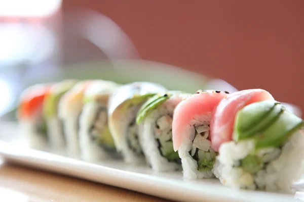 Japanese mix rolls with row fish — Stock Photo, Image