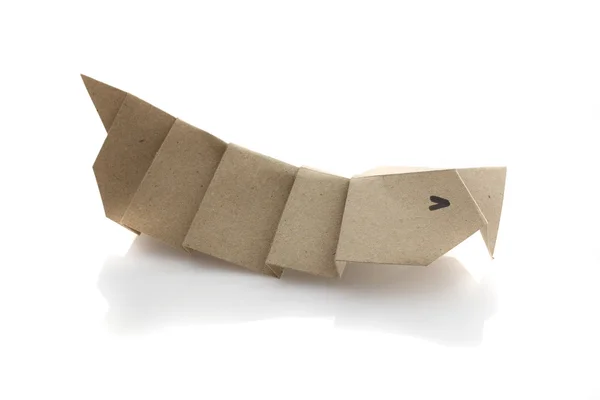 Origam iluna moth larv av återanvända pappersmodell — Stockfoto