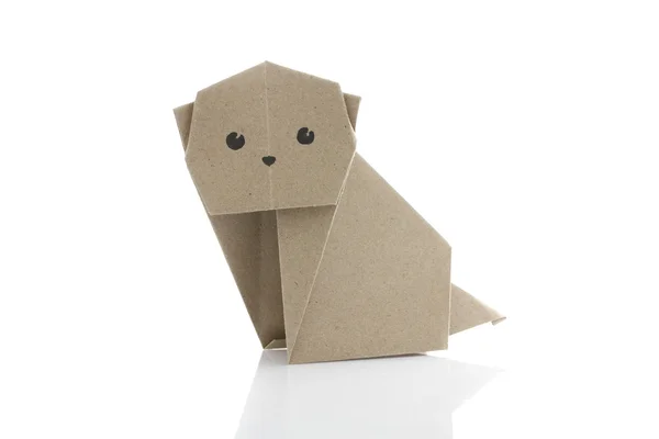 Origami dog by recycle papercraft — Stock Photo, Image