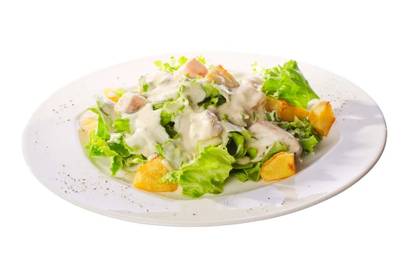 Frischer Salat mit Sauce lizenzfreie Stockbilder
