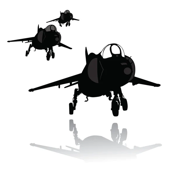 Landing vliegtuig silhouet — Stockvector