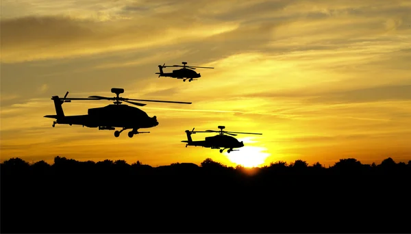 Helikopter silhouettes — Stok fotoğraf