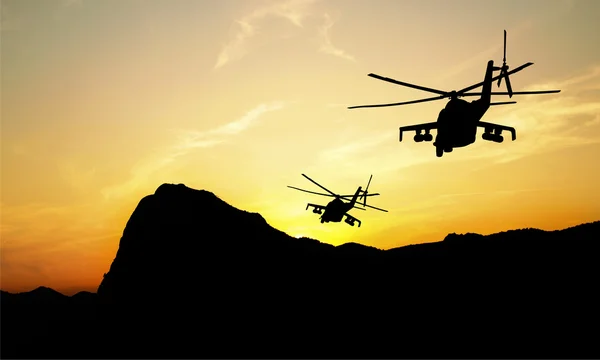 Helicopter silhouettes — Stock Photo, Image