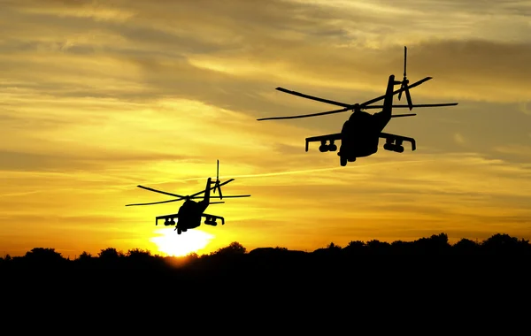 Helikopter silhouettes — Stok fotoğraf
