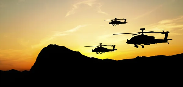 Siluetas de helicóptero — Foto de Stock