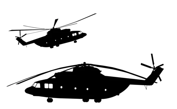 Helikoptersilhouetten — Stockvektor