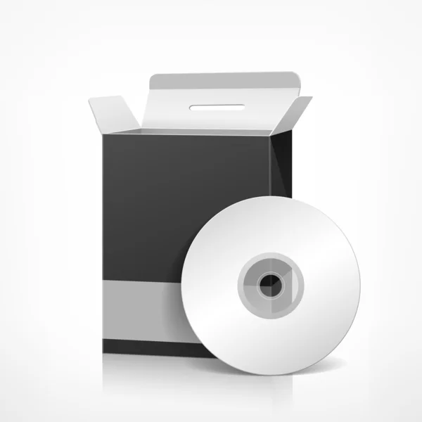 Упаковка программного обеспечения черный ящик шаблон и компакт-диск — стоковый вектор