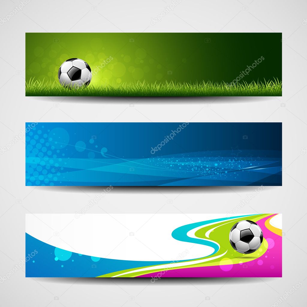 Banner headers soccer ball set design background