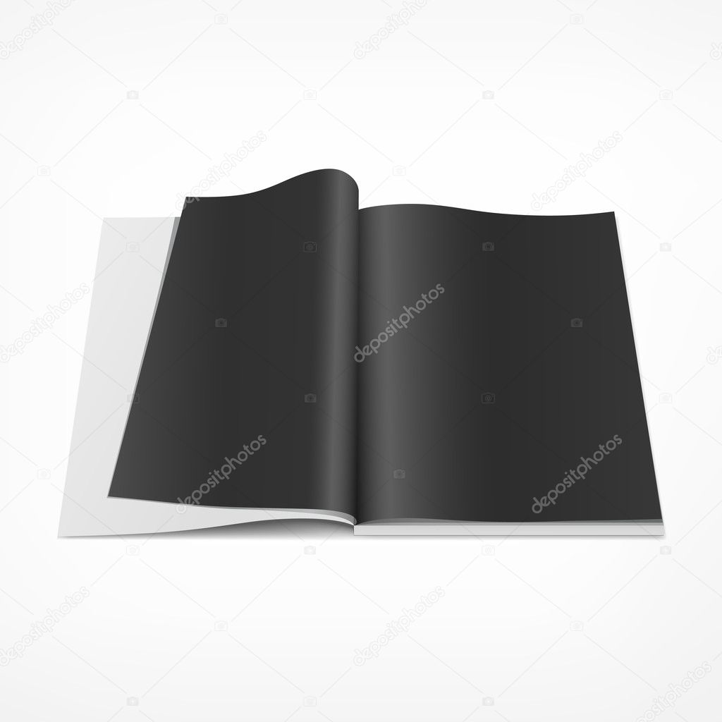 Open black page on book
