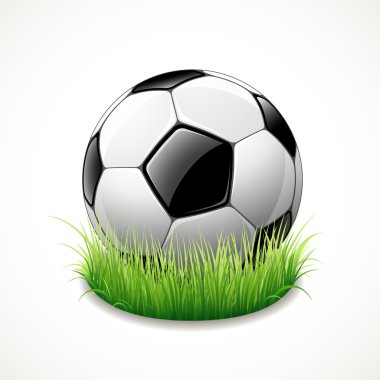 Soccer ball on green grass clipart