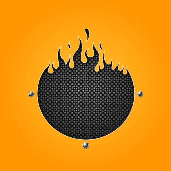 炎のオレンジ色のスピーカーの背景 — ストックベクタ