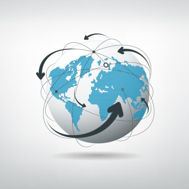 Modern globe connections network design clipart