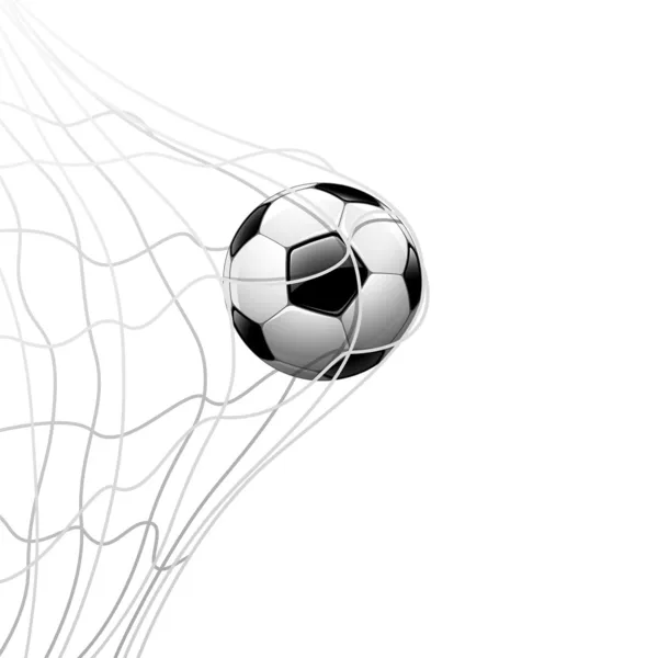 Soccer ball in net. isolated on white background — Stock Vector