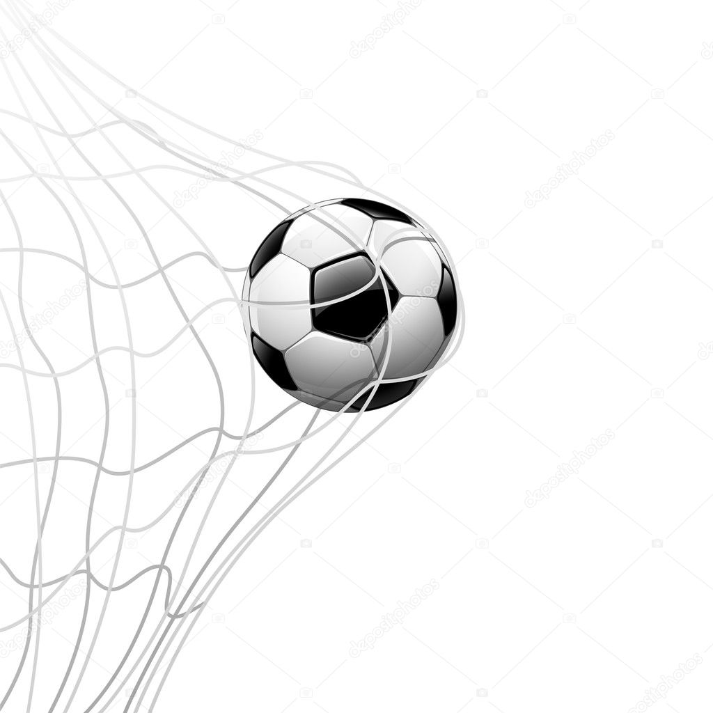 Soccer ball in net. isolated on white background