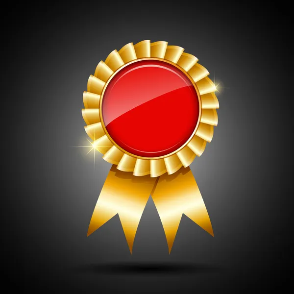 Siyah arka plan üzerine ödül kazanan şerit kırmızı ve altın — Stok Vektör