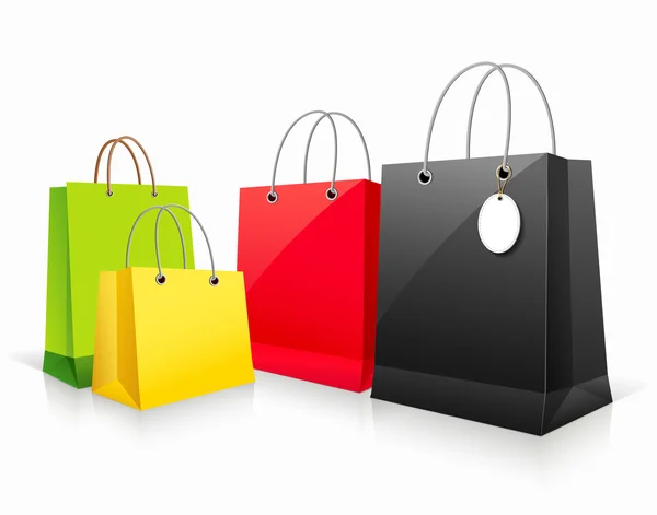 Coleção de compras saco de papel colorido vazio — Vetor de Stock