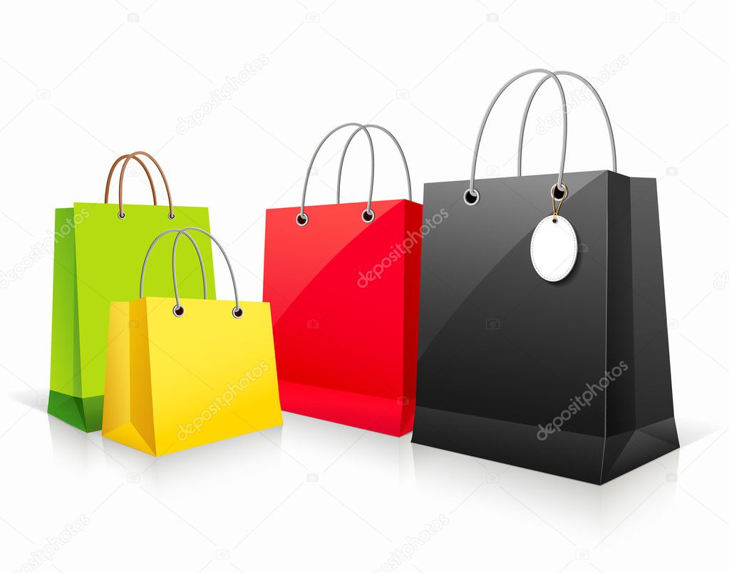 Shopping collection colorful paper bag empty