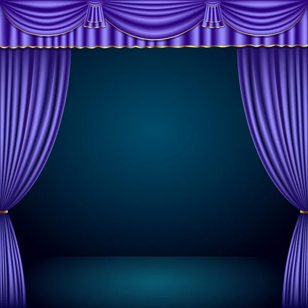 紫色和金色剧院幕经典背景 — 图库矢量图片