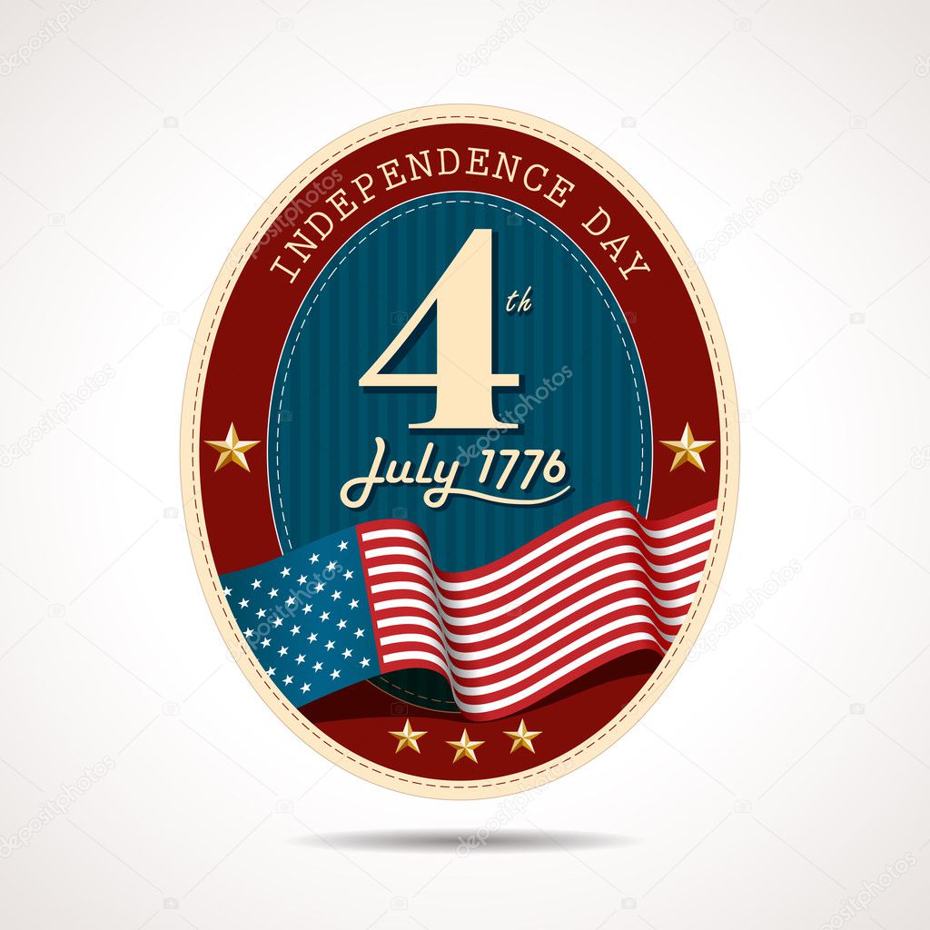 Independence day label retro background