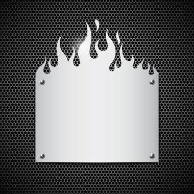 Blank plate stainless steel fire flames background