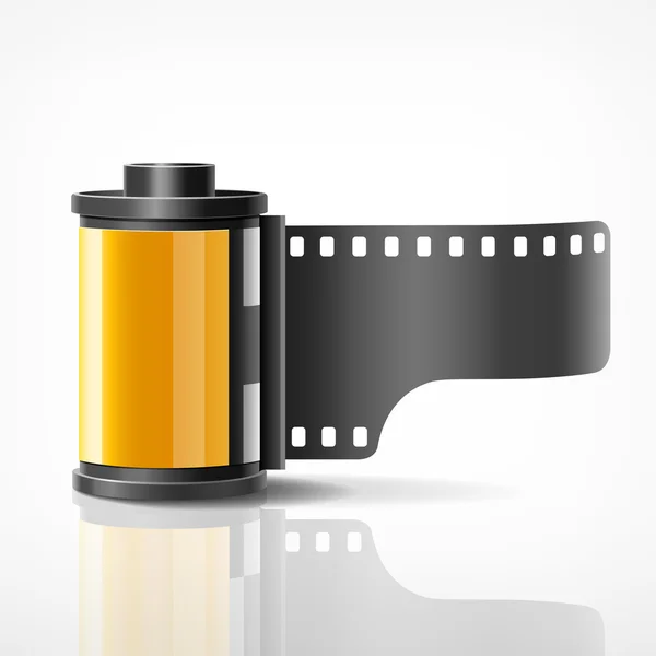 Fotocamera rotolo di pellicola giallo — Vettoriale Stock